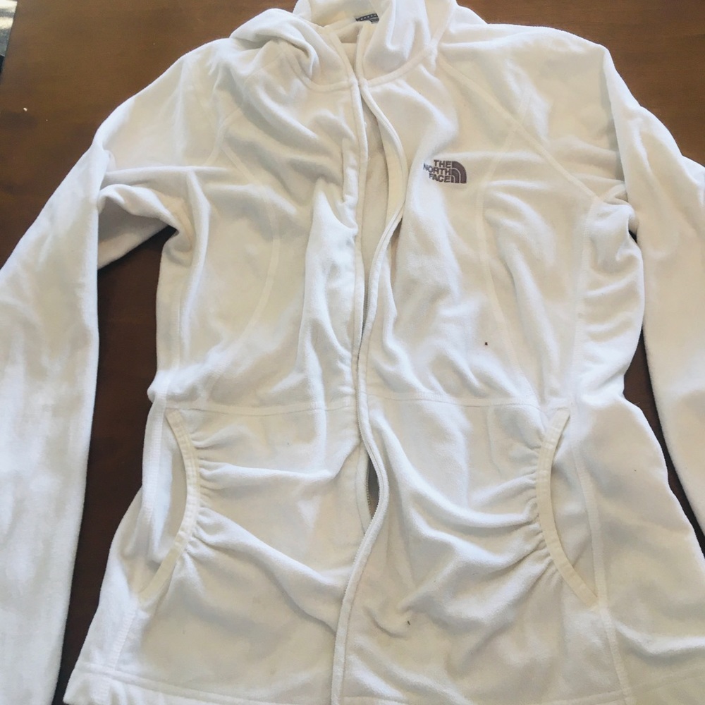 White north face zip hoodie